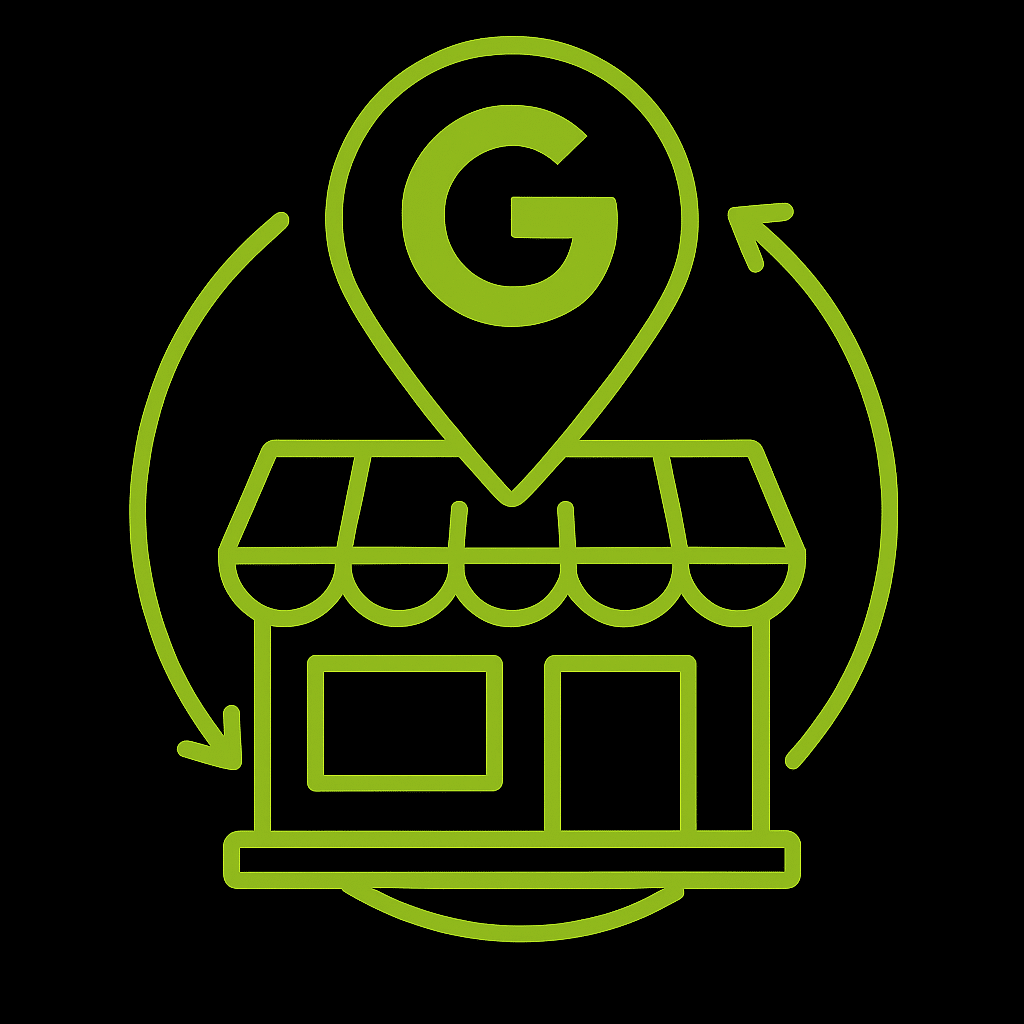 Icône de magasin avec épingle de localisation Google.