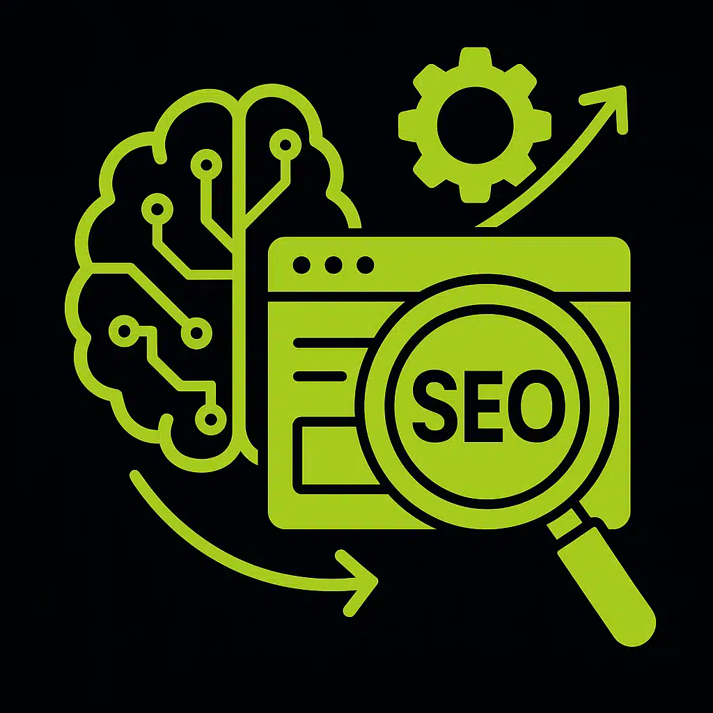 Illustration SEO avec des éléments d'intelligence artificielle.