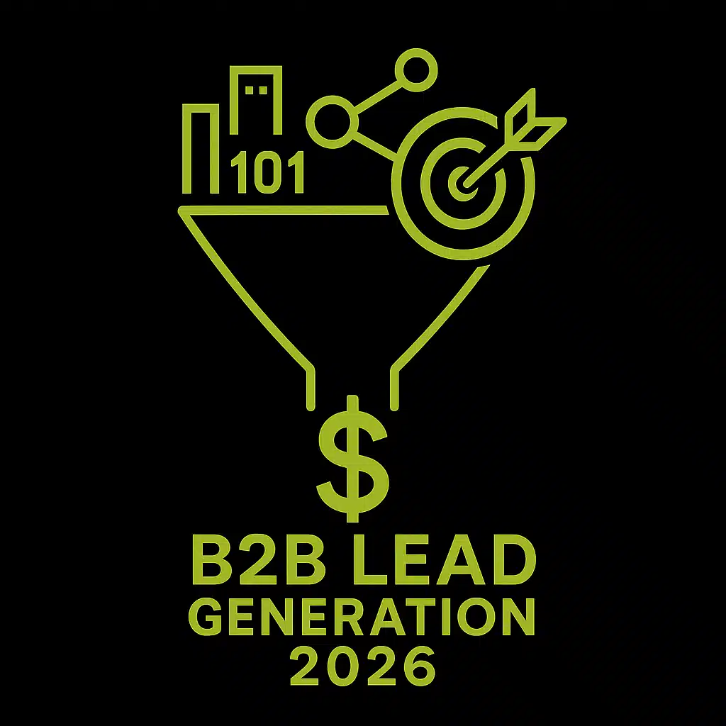 Entonnoir de génération de leads B2B avec symbole de cible et dollar.