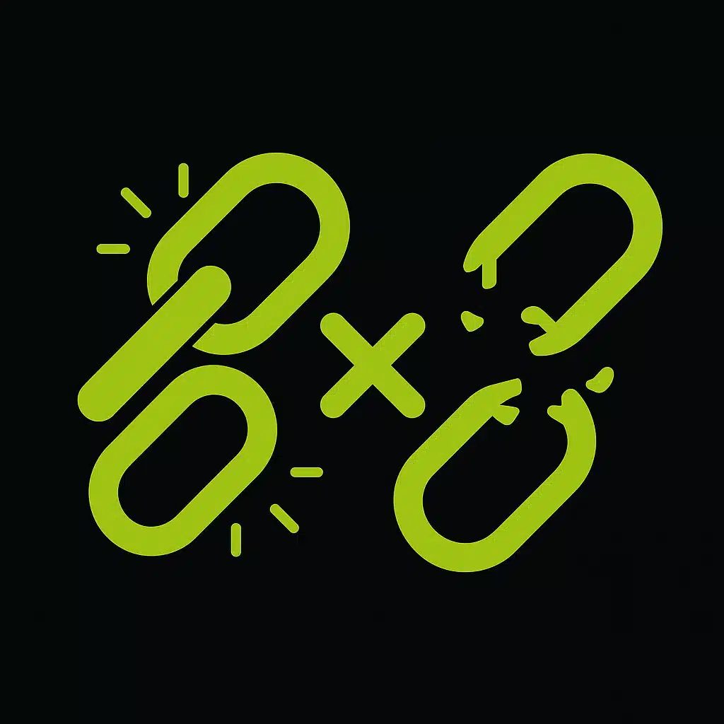 Maillons de chaîne intacts et brisés sur fond noir.